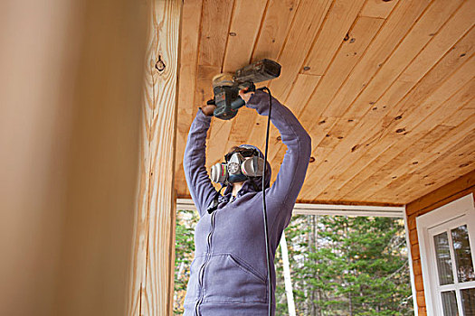 女人,木质,天花板,房子