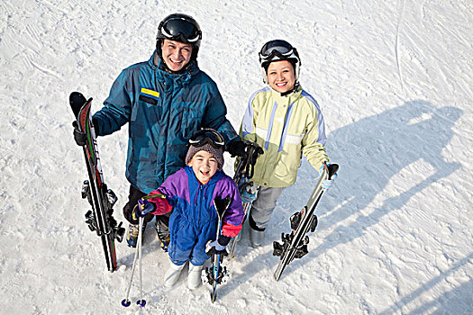 微笑,家庭,滑雪装备,滑雪胜地