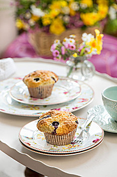 蓝莓松饼,春天,早午餐