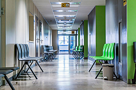 走廊,椅子,病患,现代,医院