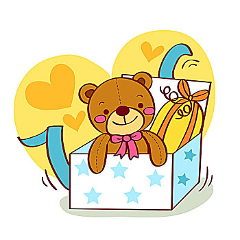 可爱,泰迪熊,礼盒