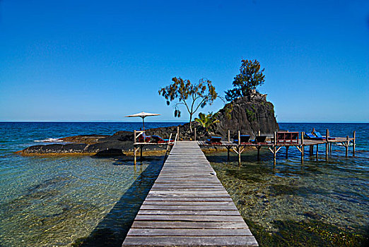 码头,小,岩石,岛屿,太阳椅,玛丽亚,马达加斯加,非洲