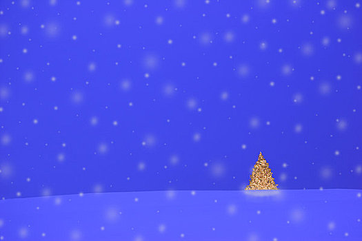 雪,山,圣诞树