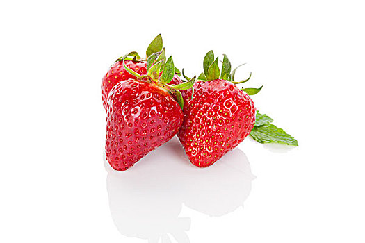 草莓,隔绝,上方,白色