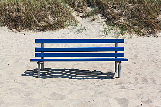 蓝色,长椅,海滩,沙子
