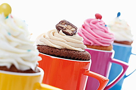 多样,杯形蛋糕,彩色,咖啡,大杯