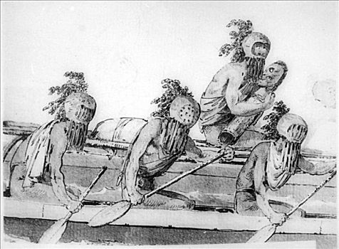 一对,独木舟,夏威夷,18世纪,艺术家