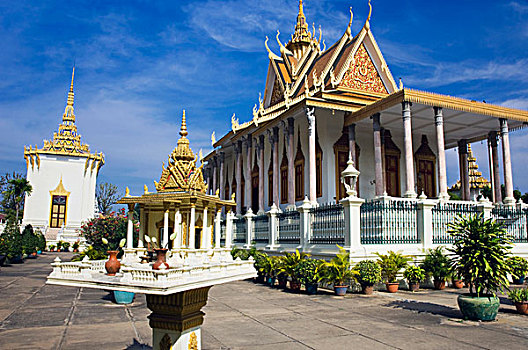 房子,银,塔,皇宫,金边,柬埔寨,印度支那,东南亚,亚洲