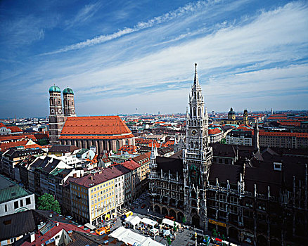 德国,巴伐利亚,慕尼黑,新市政厅,教堂,大幅,尺寸