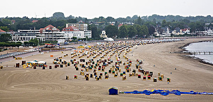 藤椅,海滩,吕贝克,德国