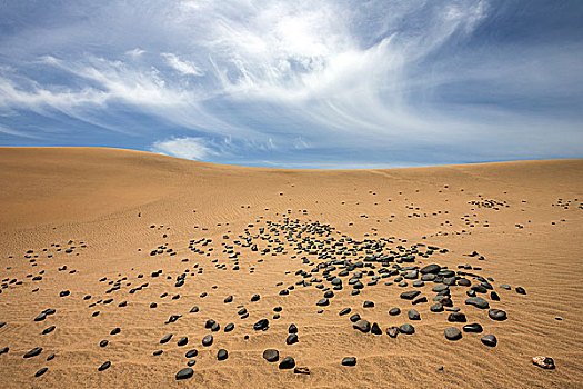 沙丘,云体,黑色,石头,沙子,自然保护区,大卡纳利岛,加纳利群岛,西班牙,欧洲