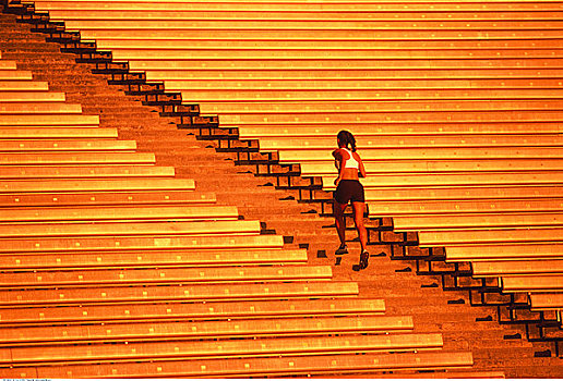 女人,体育场,楼梯