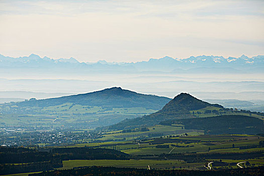 风景,阿尔卑斯山,背景,巴登符腾堡,德国,航拍