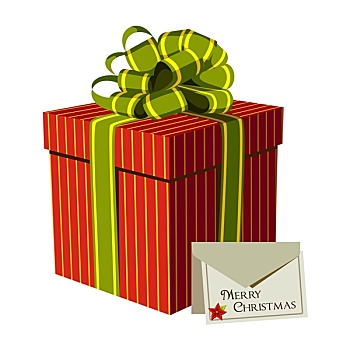 红色,礼盒,圣诞节,贺卡