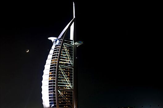 奢华,帆船酒店,月亮,迪拜,阿联酋,近东