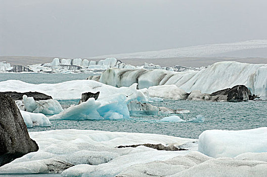 冰山,漂浮,杰古沙龙湖,结冰,泻湖,南海岸,冰岛