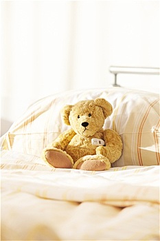 医院,床,泰迪熊