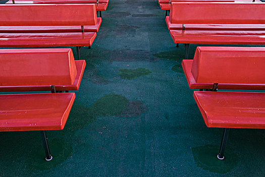 红色,长椅,甲板,船