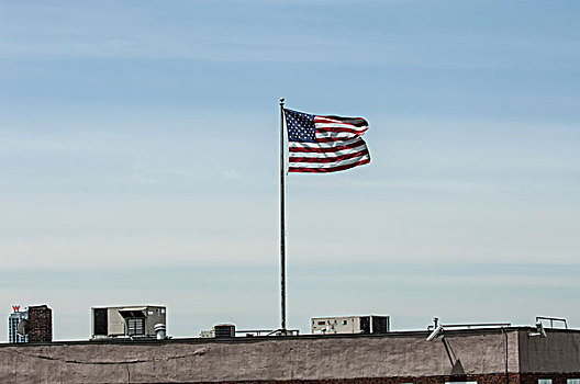 国旗,屋顶,建筑