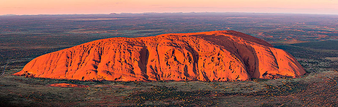 乌卢鲁巨石,红色,中心,北领地州,澳大利亚,全景,俯视
