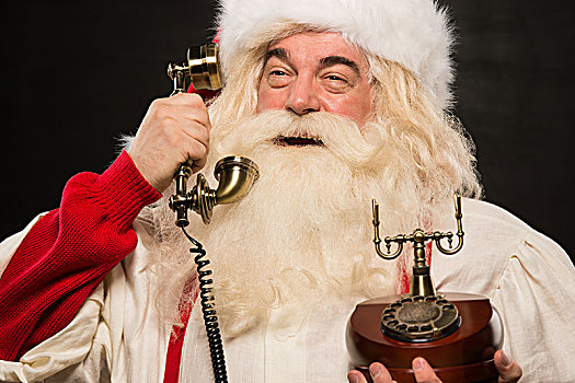 头像,高兴,圣诞老人,通话,电话,深色背景