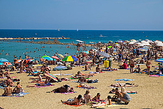 海滩,小巴塞罗那,巴塞罗那,加泰罗尼亚,西班牙