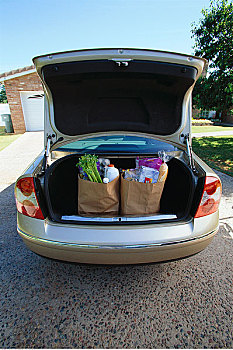 食品杂货,后备箱,汽车