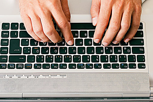 男人,手,电脑键盘,打字
