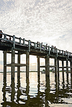 阿马拉布拉,柚木桥,柚木,步行桥,陶塔曼湖,曼德勒,区域,缅甸