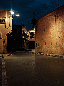 空,街道,夜晚,玛拉喀什,摩洛哥