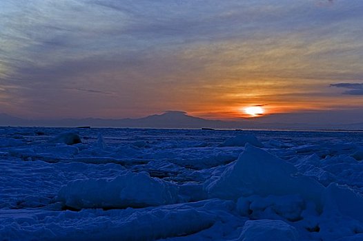 浮冰,海洋,日出