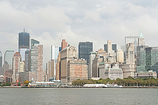 天际线,摩天大楼,自由,塔楼,施工,一个,世贸中心,金融区,曼哈顿,纽约,美国,北美