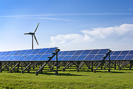 太阳能电池板,风轮机,北弗里西亚群岛,德国