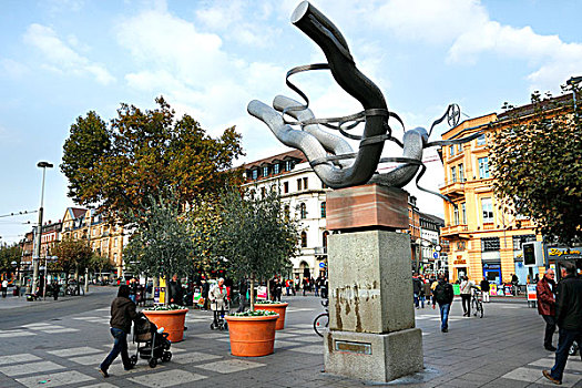 广场,现代,雕塑,海德尔堡,巴登符腾堡,德国,欧洲
