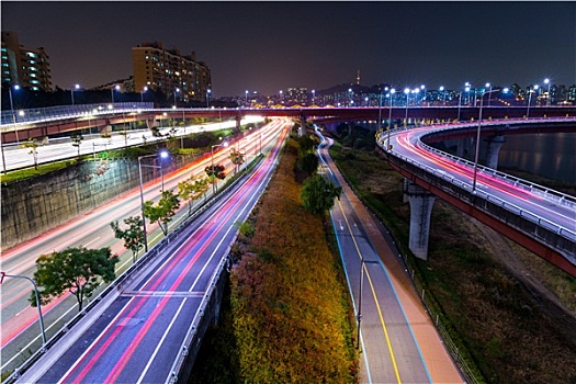 首尔,公路,夜晚