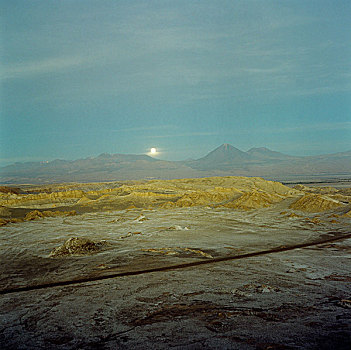 山谷,月亮,日落,智利,2007年