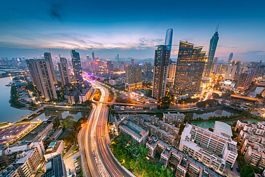 中国广东深圳罗湖都市夜景风光