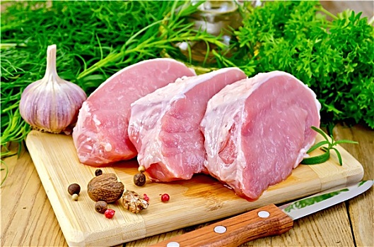 肉,猪肉,切片,木板,油