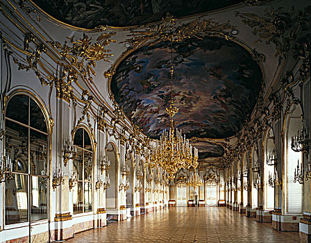 吊灯,镜厅,巴洛克,宫殿,维也纳,奥地利