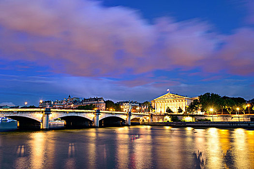 巴黎,塞纳河,协和飞机,黄昏