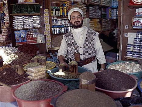 也门,交易,市场货摊,老,围绕,巨大,高,墙壁,一个,城市,中央市场,迷宫,街道,小巷,中心