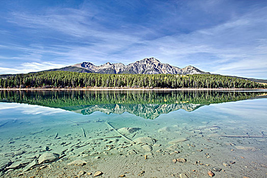 湖,碧玉国家公园,靠近,城镇,艾伯塔省,加拿大