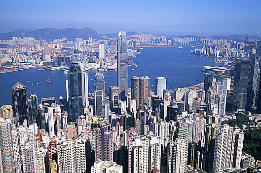 太平山,城市天际线,维多利亚港,香港,中国