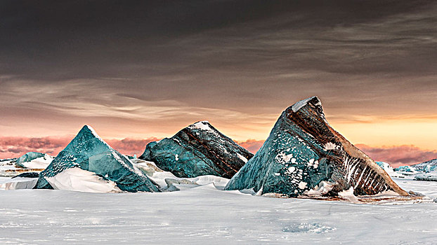 冰山,海冰,斯匹次卑尔根岛,东海岸,斯瓦尔巴特群岛,受困,迅速,冰