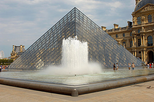 玻璃金字塔,入口,卢浮宫,巴黎,法国,欧洲