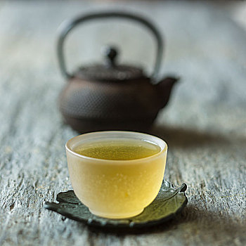 茶壶,玻璃杯,绿茶