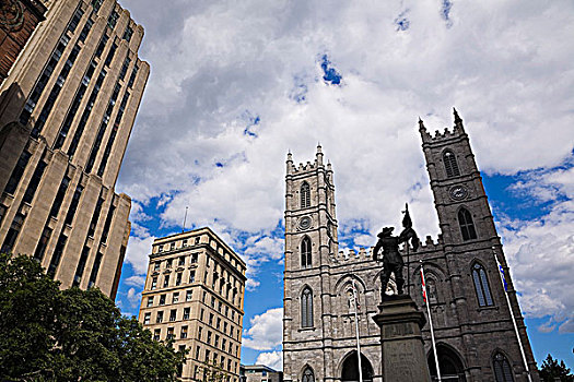 老,建筑,纪念建筑,面对,圣母院,大教堂,蒙特利尔老城,魁北克,加拿大
