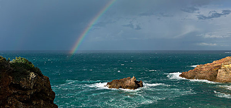 彩虹,海边风景,葡萄牙,欧洲
