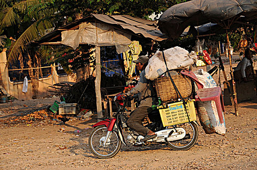 运输,小轮摩托车,柬埔寨,亚洲