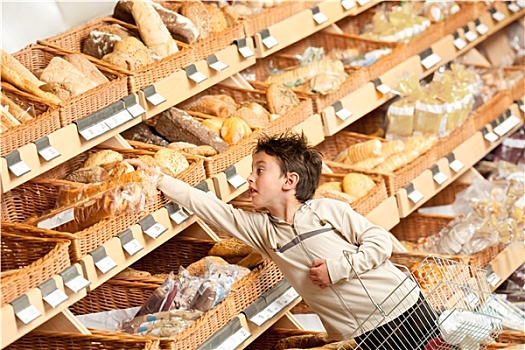 杂货店,购物,男孩,买,面包